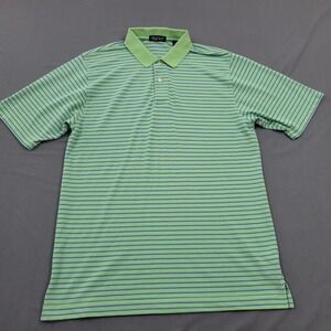 Page & Tuttle Vintage Wash Striped Polo Shirt Mens Large Green Blue Pima Cotton